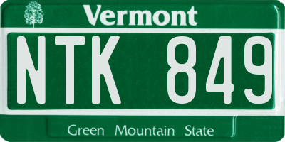 VT license plate NTK849