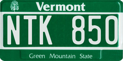 VT license plate NTK850