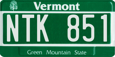 VT license plate NTK851