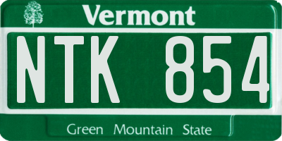VT license plate NTK854