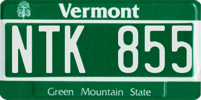 VT license plate NTK855