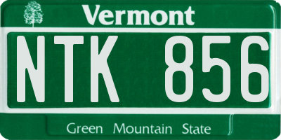 VT license plate NTK856