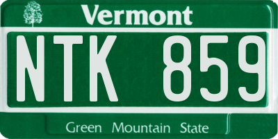 VT license plate NTK859