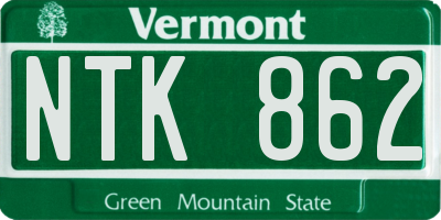 VT license plate NTK862