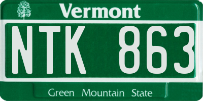 VT license plate NTK863