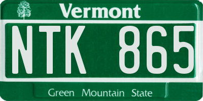 VT license plate NTK865