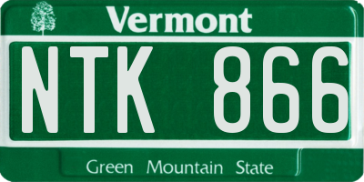 VT license plate NTK866