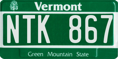 VT license plate NTK867