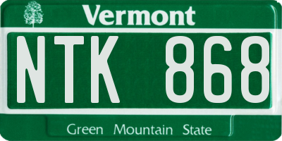 VT license plate NTK868