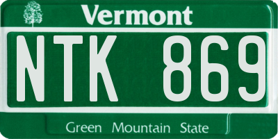 VT license plate NTK869
