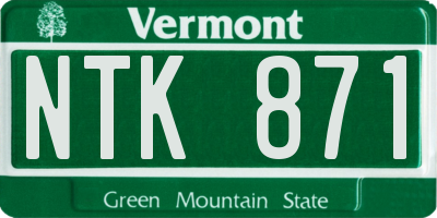 VT license plate NTK871