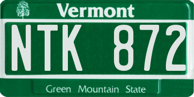 VT license plate NTK872