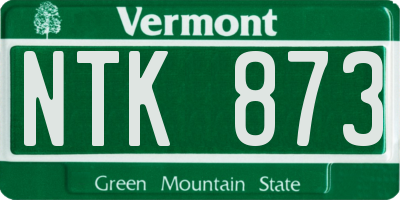 VT license plate NTK873