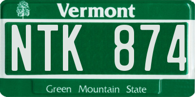 VT license plate NTK874