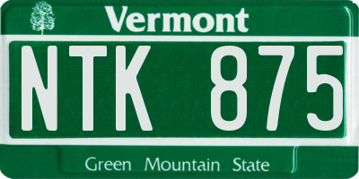 VT license plate NTK875