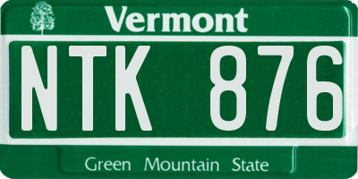 VT license plate NTK876