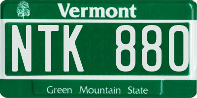 VT license plate NTK880