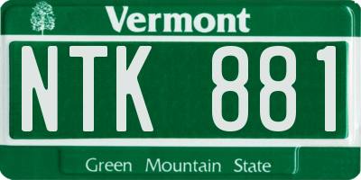 VT license plate NTK881
