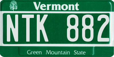 VT license plate NTK882