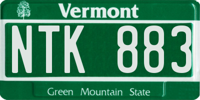 VT license plate NTK883