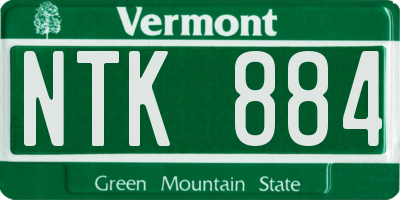 VT license plate NTK884