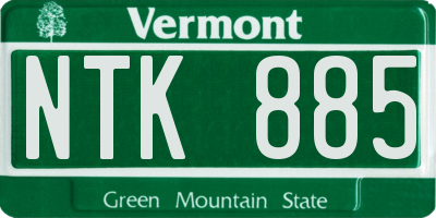 VT license plate NTK885
