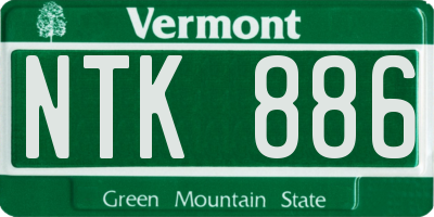 VT license plate NTK886