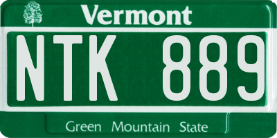VT license plate NTK889
