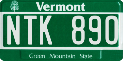 VT license plate NTK890