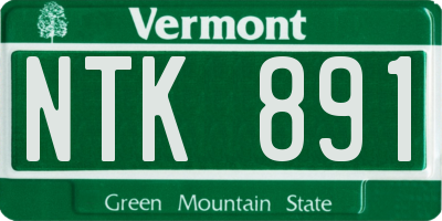 VT license plate NTK891