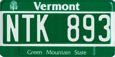 VT license plate NTK893