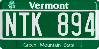 VT license plate NTK894