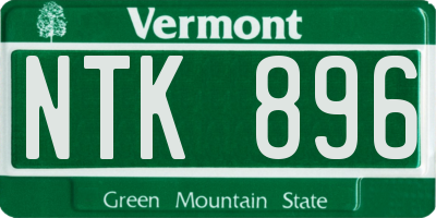 VT license plate NTK896