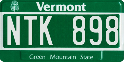 VT license plate NTK898