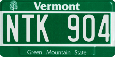 VT license plate NTK904