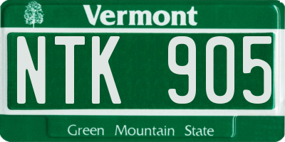 VT license plate NTK905