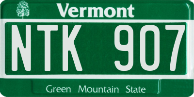 VT license plate NTK907