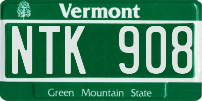 VT license plate NTK908