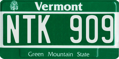 VT license plate NTK909