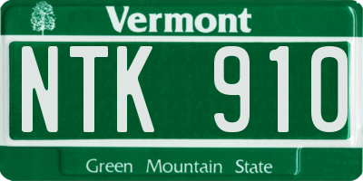 VT license plate NTK910