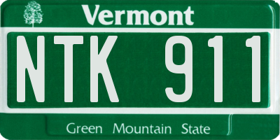 VT license plate NTK911