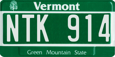 VT license plate NTK914