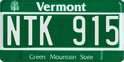 VT license plate NTK915