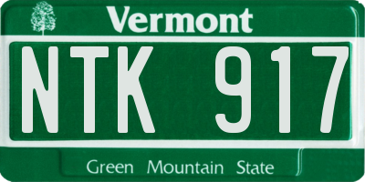 VT license plate NTK917