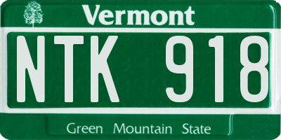VT license plate NTK918