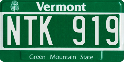 VT license plate NTK919