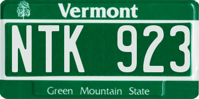 VT license plate NTK923
