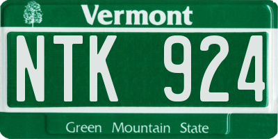 VT license plate NTK924