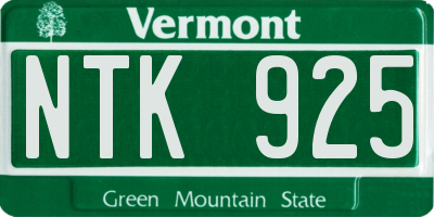VT license plate NTK925