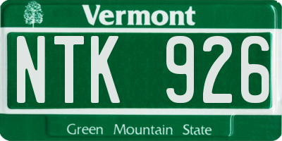 VT license plate NTK926